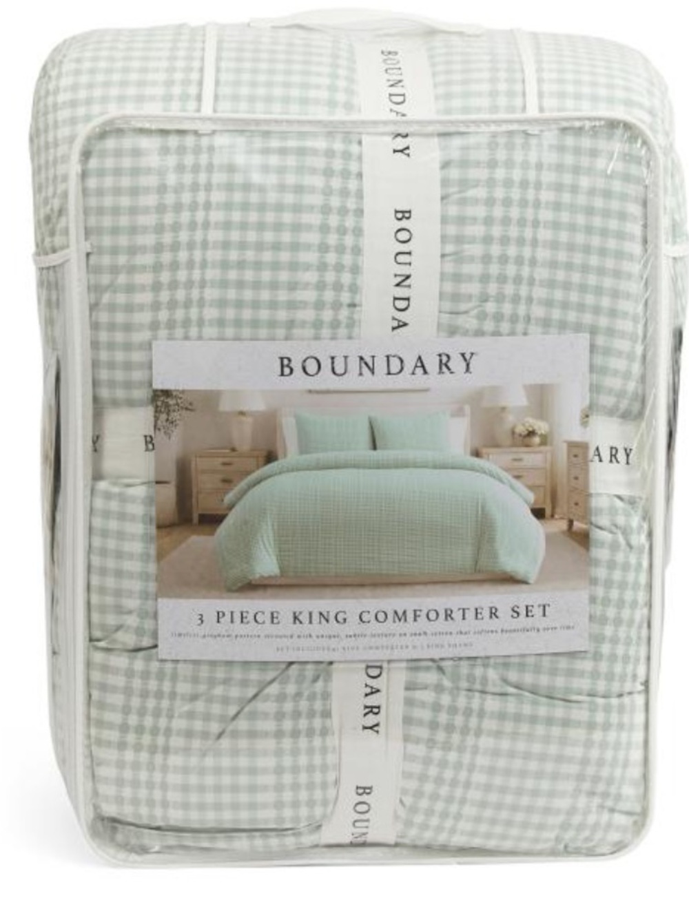Boundary Comforter Set -  Green Gingham (3-Piece)